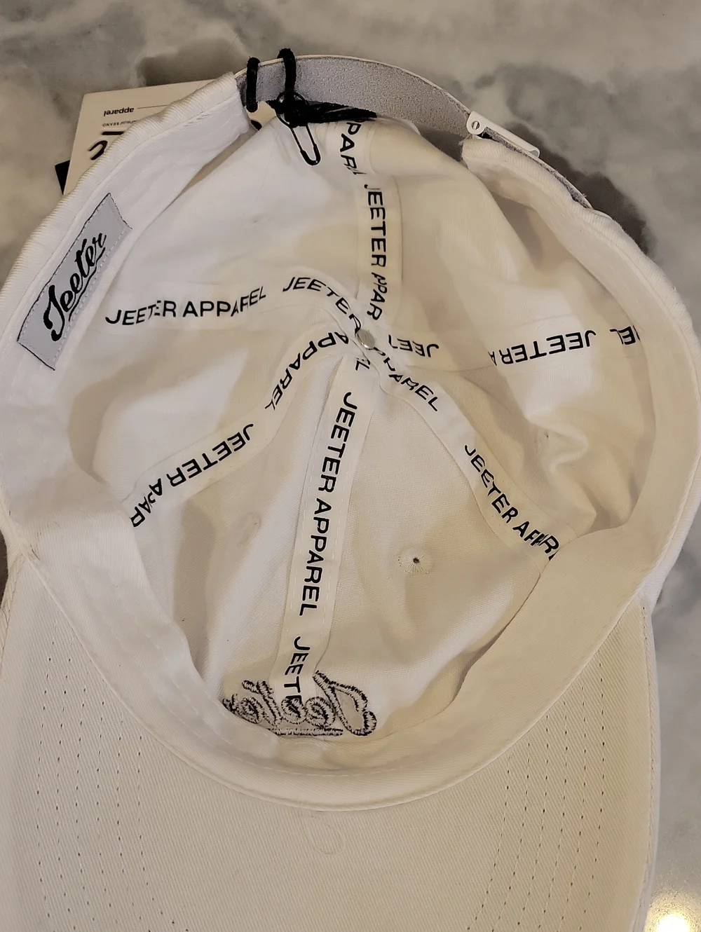 Jeeter white adjustable back baseball cap, OS